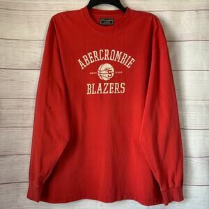 Vintage Abercrombie & Fitch Men's Red Long Sleeve Shirt Blazers Basketball No 5